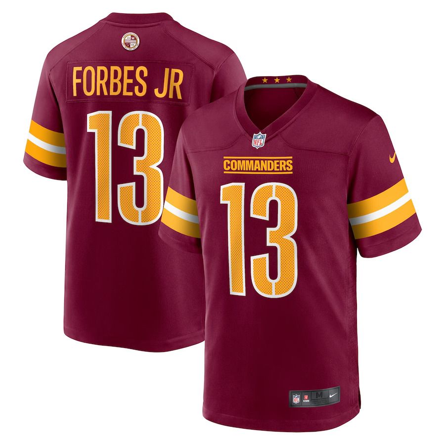 Men Washington Commanders #13 Emmanuel Forbes Nike Burgundy 2023 NFL Draft First Round Pick Game NFL Jersey